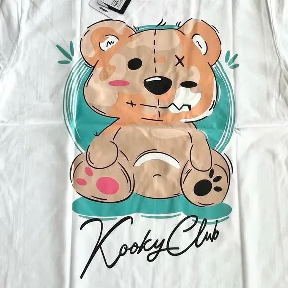 New HEYBIG Graphic Short Sleeve Tee Shirt TH-368 UNISEX SIZE L Kooky Club Bear - Picture 3 of 7